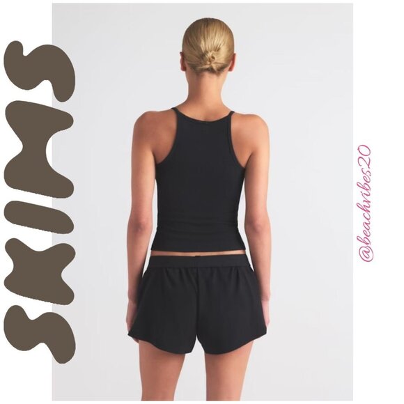 SKIMS Cotton Rib Scoop Long Tank Soot Medium NWT - Picture 3 of 4